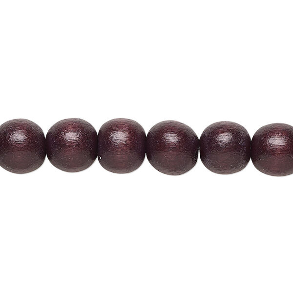 Bead, Taiwanese cheesewood (dyed / waxed), chocolate brown, 7-8mm round. Sold per pkg of (2) 15-1/2" to 16" strands. image number 0