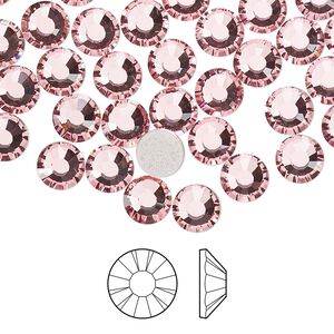 Flat back 288pk light rose foil back, Preciosa MAXIMA Czech crystal hotfix rhinestone 6.3-6.5mm chaton rose round SS30