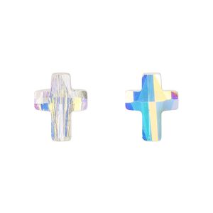 Bead 2pk crystal AB, Celestial Crystal® 14x11mm cross