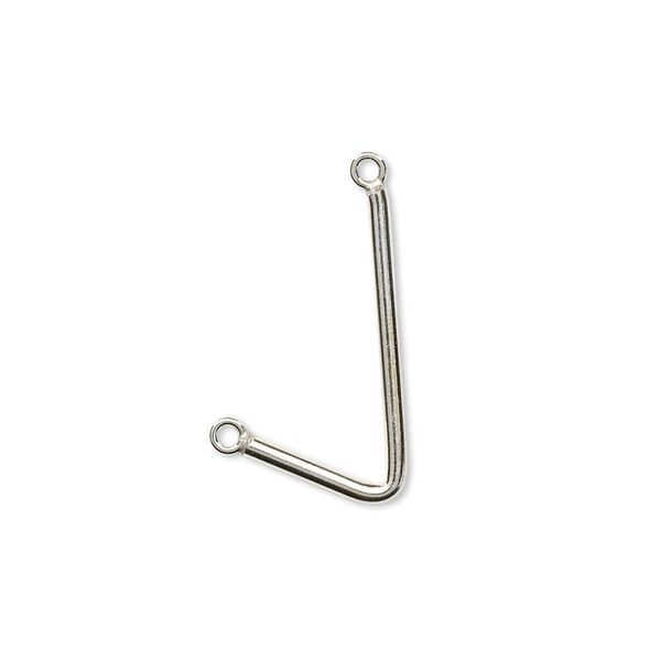 Drop, sterling silver, 20x13mm angle with 2 loops. Sold individually. image number 0