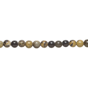 Leopardskin jasper 1pkg1, round bead natural, 15 inch dark 3-4mm