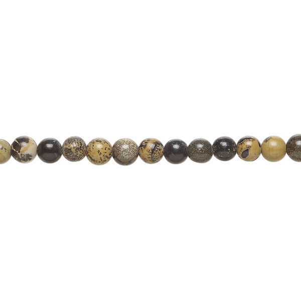 Leopardskin jasper 1pkg1, round bead natural, 15 inch dark 3-4mm image number 0