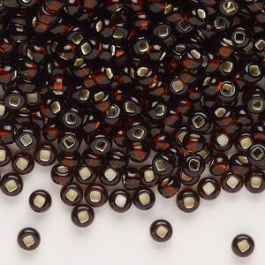 Seed bead, Preciosa Ornela Czech glass, pkg/50g, #6 rocaille, transparent silver-lined root beer, (17140).