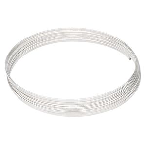 Memory wire, Beadalon®, silver-plated carbon steel, 2.25-2.63 inch round bracelet, 1-1.2mm wide flat wire, 0.5-0.6mm thick. Sold per 0.35-ounce pkg, approximately 12 loops.