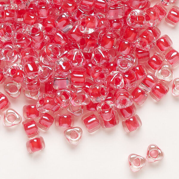 Seed bead, Miyuki 1pkg10g, glass, #5 triangle, transparent red inside dyed color clear (TR-1111) image number 0
