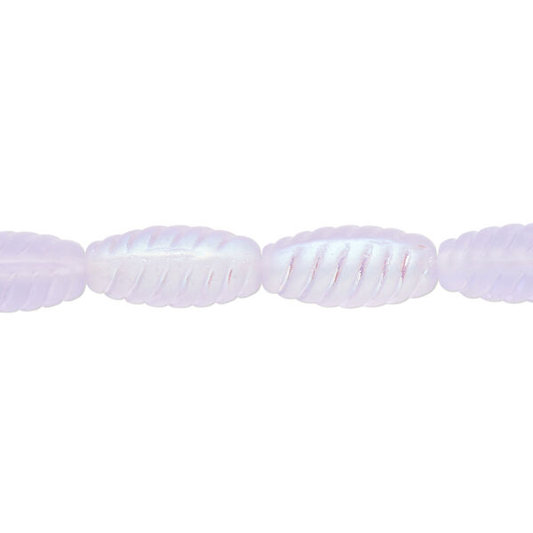 Bead, Czech pressed glass, frost light blue AB, 15x7mm spiral oval. Sold per 15" to 16" strand. image number 0