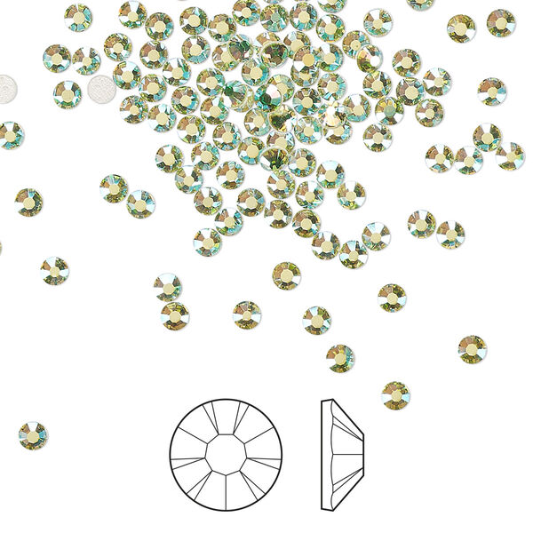 Flat back 144pk limecicle AB foil back, Preciosa MAXIMA Czech crystal hotfix rhinestone 2.3-2.5mm chaton rose round SS8 image number 0