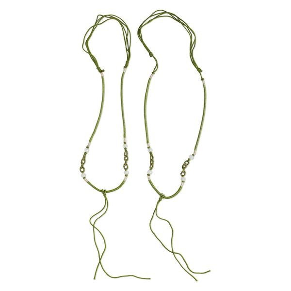 Imitation silk / jadeite 1pkg2, macramé necklace cord adjustable 20 inch / 5.5 inch dangle 2-3.5mm image number 0