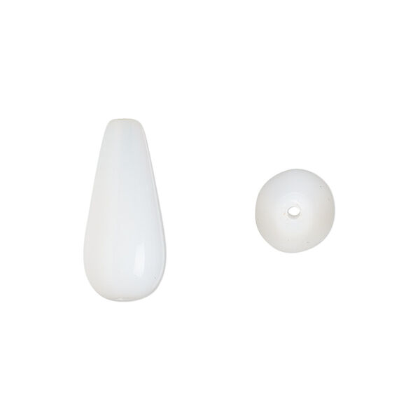 Bead, Czech pressed glass, opaque white, 20x9.5mm teardrop. Sold per 15-1/2" to 16" strand, approximately 20 beads. image number 0
