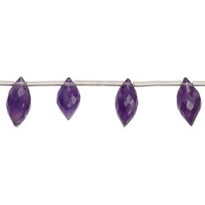Amethyst 1pkg17, hand-cut top-drilled faceted marquise bead natural 9x5mm-13x6mm