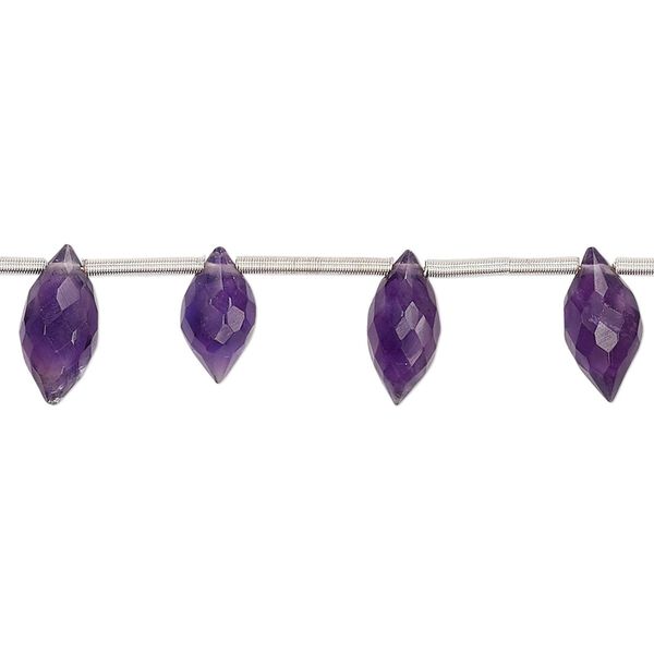 Amethyst 1pkg17, hand-cut top-drilled faceted marquise bead natural 9x5mm-13x6mm image number 0