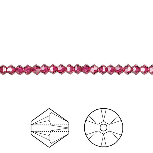 Bead 48pk ruby, Crystal Passions® 3mm bicone 5328 image number 0
