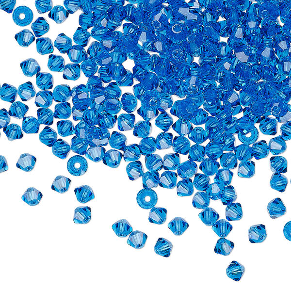 Bead 144pk Capri blue, Preciosa Czech crystal 3mm bicone image number 0