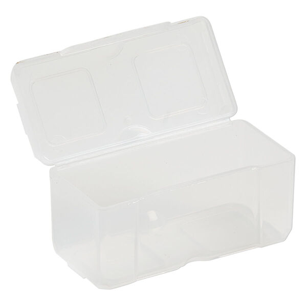 Organizer, Dot Box™, plastic, clear, 2-1/2 x 1-1/4 x 1-1/4 inch rectangle with pop-up lid. Sold per pkg of 2. image number 1