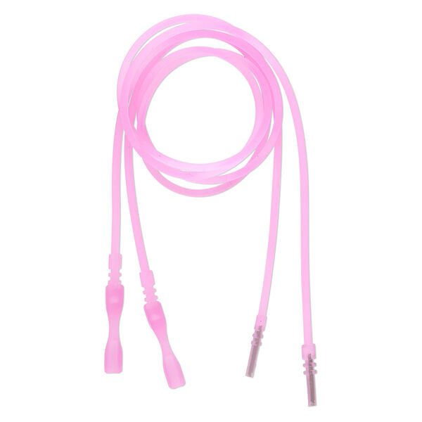 Necklace cord, silicone, translucent pink, 2.2-2.5mm wide, 18 inches with snap closure. Sold per pkg of 4. image number 0