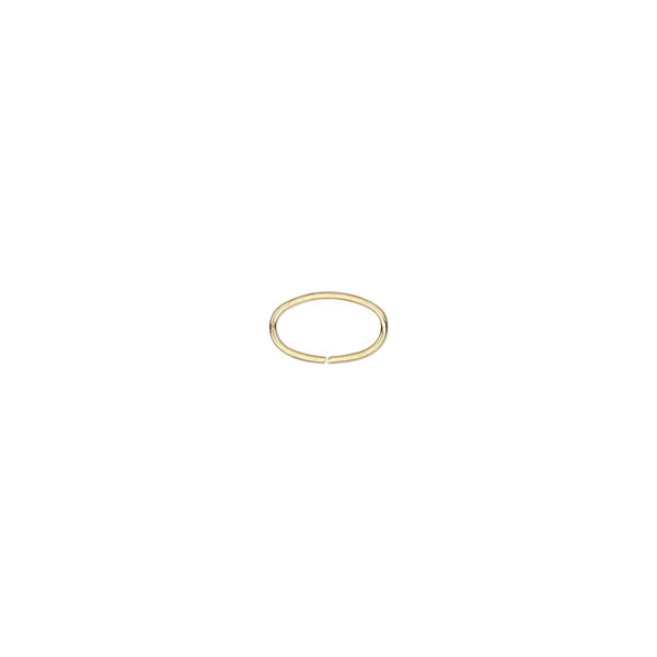 Jump ring, gold-plated brass, 8x5mm oval, 6.9x3.9mm inside diameter, 24 gauge. Sold per pkg of 100. image number 0