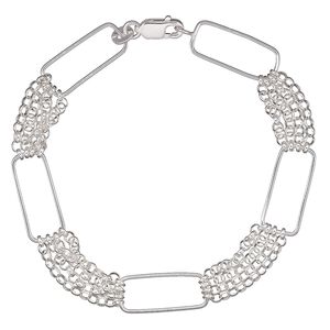 Bracelet, Create Compliments®, sterling silver, 20x10mm rectangle, 7 inches with lobster claw clasp. Sold individually.