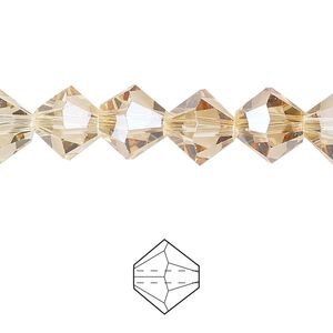 Bead 48pk translucent crystal golden shadow, Celestial Crystal® 10mm bicone
