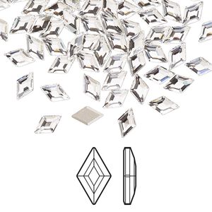 Flat back 24pk crystal foil back, Crystal Passions® 6.6x3.9mm diamond 2773