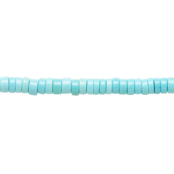 Bead, sleeping beauty turquoise (natural), 4x1-4x2mm heishi, A- grade, Mohs hardness 5-6. Sold per 15-1/2" to 16" strand. image number 0