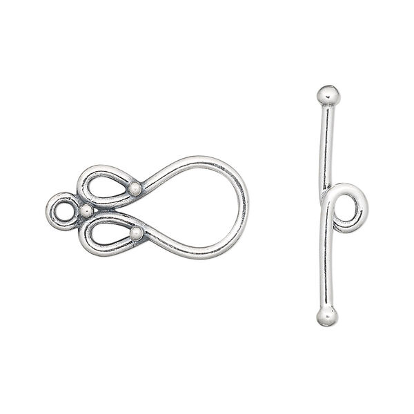 Clasp, JBB Findings, toggle, sterling silver, 18x10.5mm fancy loop. Sold individually. image number 0