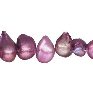 Pearl, cultured freshwater (dyed), elderberry, 12x8mm-21x11mm top-drilled baroque, D grade, Mohs hardness 2-1/2 to 4. Sold per 15" to 16" strand.
