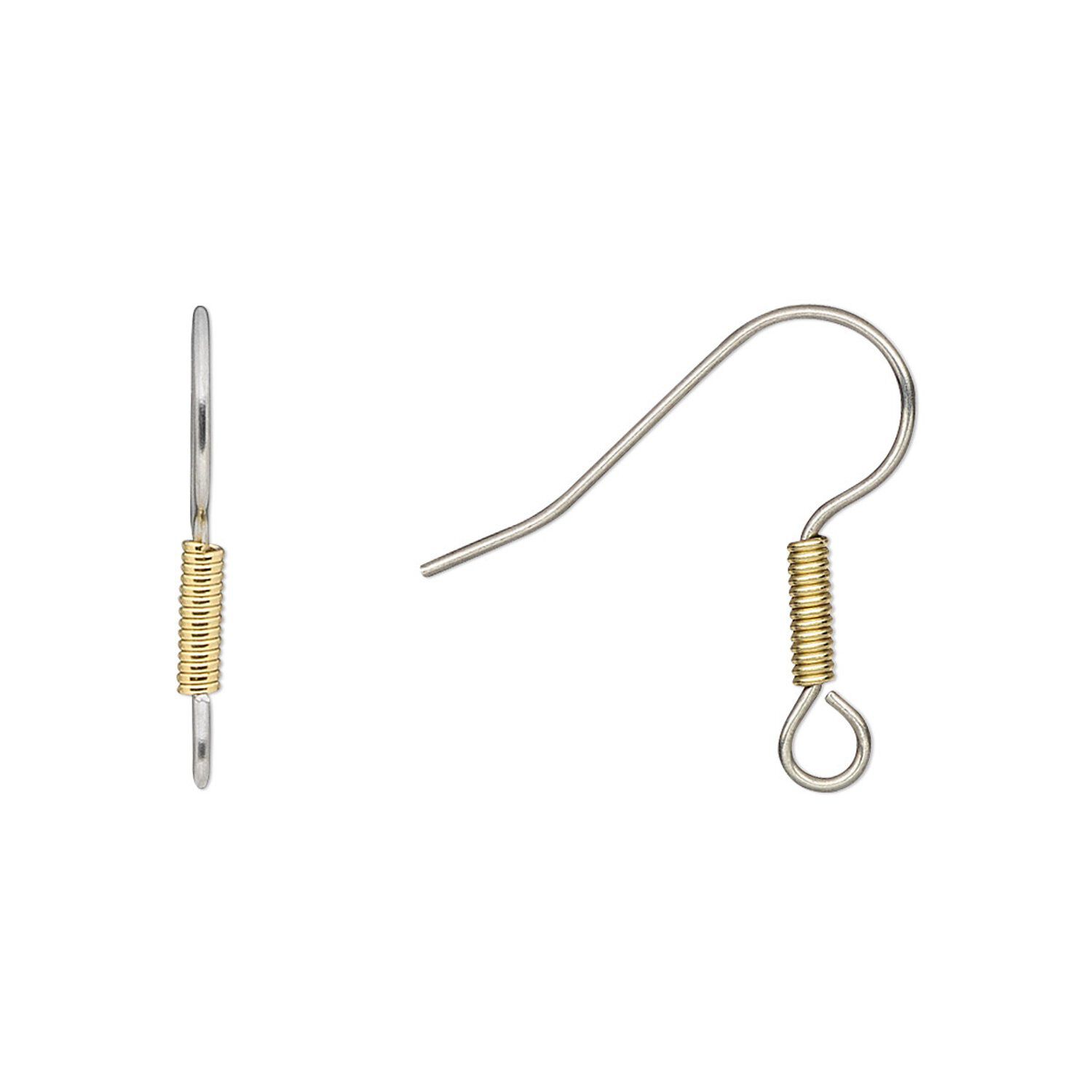 50 Pcs Gold Plated Stainless Steel Fishhook Ear Wires - 21 Gauge, 19mm, 6x2mm Coil