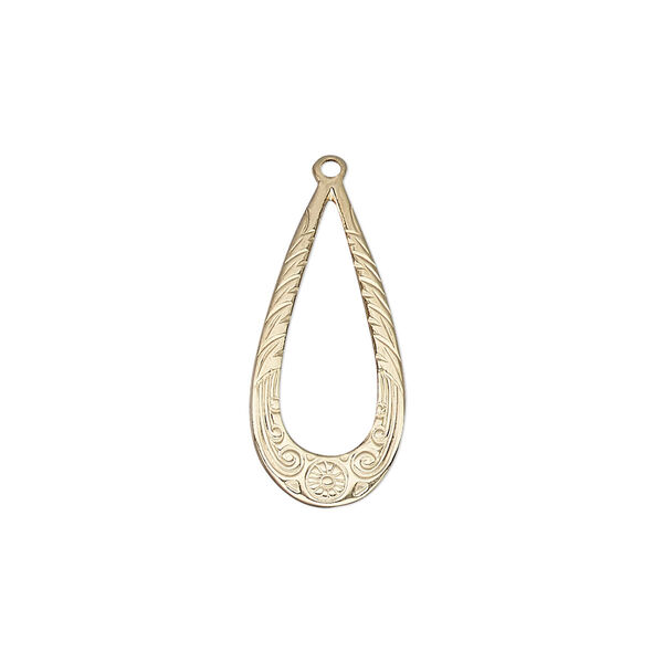 Drop, 14Kt gold-filled, 22x10.5mm open teardrop with spiral design. Sold individually. image number 0
