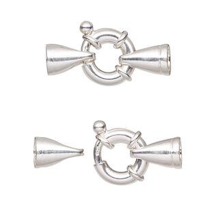 Springring 1pkg1 sterling silver, 27x13mm / fits 4.5mm cord, clasp 1-strand