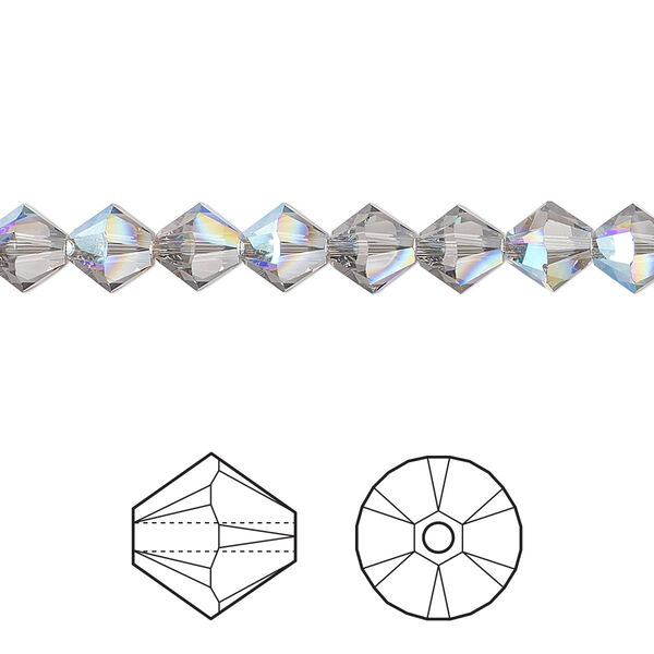 Bead 24pk black diamond shimmer, Crystal Passions® 6mm bicone 5328 image number 0