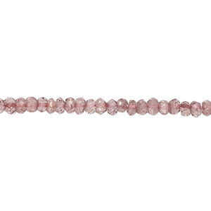 Quartz 1pkg1, hand-cut faceted rondelle bead, 13 inch 3x2mm-4x3mm pink