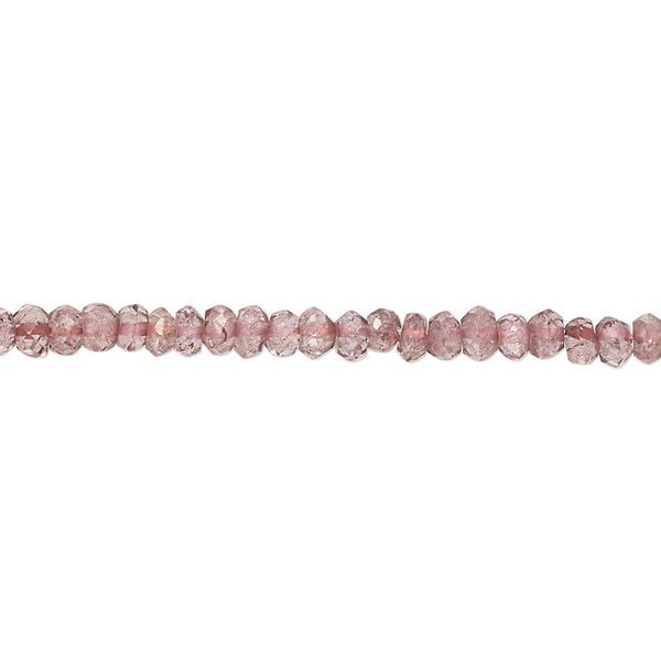 Quartz 1pkg1, hand-cut faceted rondelle bead, 13 inch 3x2mm-4x3mm pink image number 0
