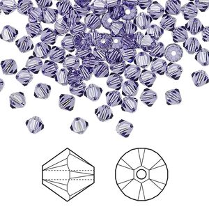 Bead 144pk tanzanite, Crystal Passions® 4mm bicone 5328