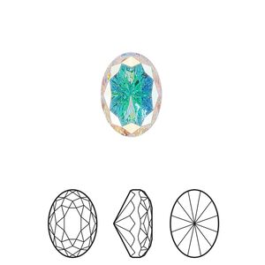Fancy stone 1pk crystal AB foil back, Crystal Passions® 14x10mm magical oval 4160