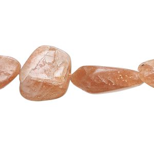 Sunstone 1pkg1, hand-cut nugget bead natural 14 inch medium