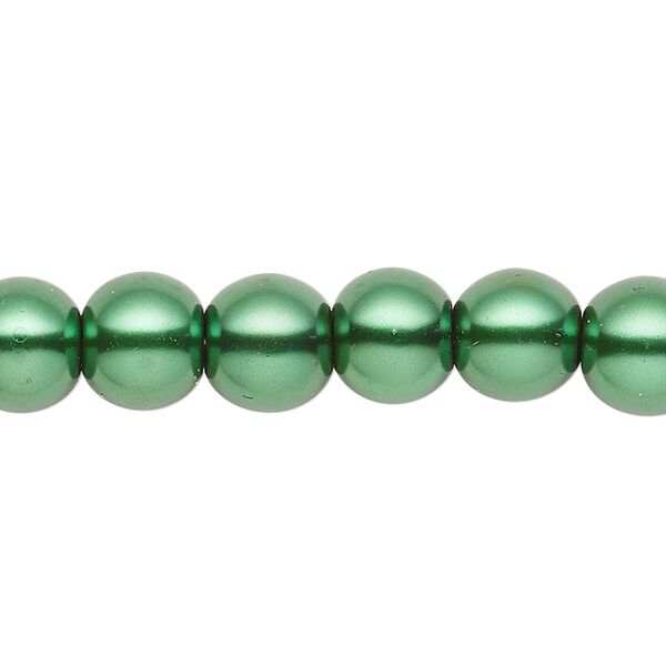 Bead, crystal pearl, forest green, 7-8mm round. Sold per pkg of (2) 15-1/2" to 16" strands, approximately 100 beads. image number 0