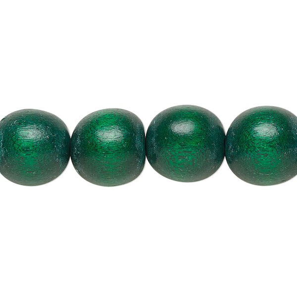 Bead, Taiwanese cheesewood (dyed / waxed), dark green, 11-12mm round. Sold per pkg of (2) 15-1/2" to 16" strands. image number 0