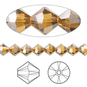 Bead 24pk topaz satin, Crystal Passions® 6mm bicone 5328