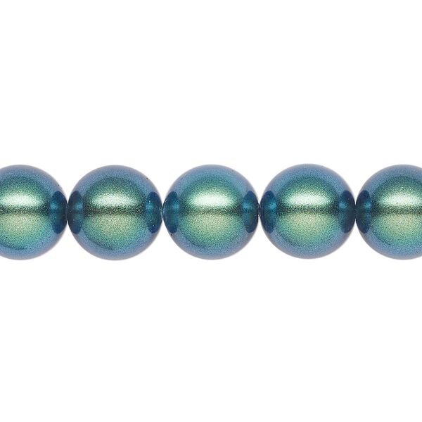 Pearl 10pk pearlescent peacock green, Preciosa Czech crystal 10mm round image number 0