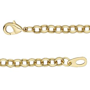 Chain, gold-finished brass, 5mm rolo, 36 inches with lobster claw clasp. Sold individually.