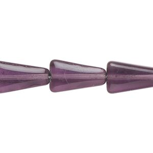 Bead, glass, translucent grape, 16x16x9mm puffed triangle. Sold per 12-inch strand, approximately 20 beads.