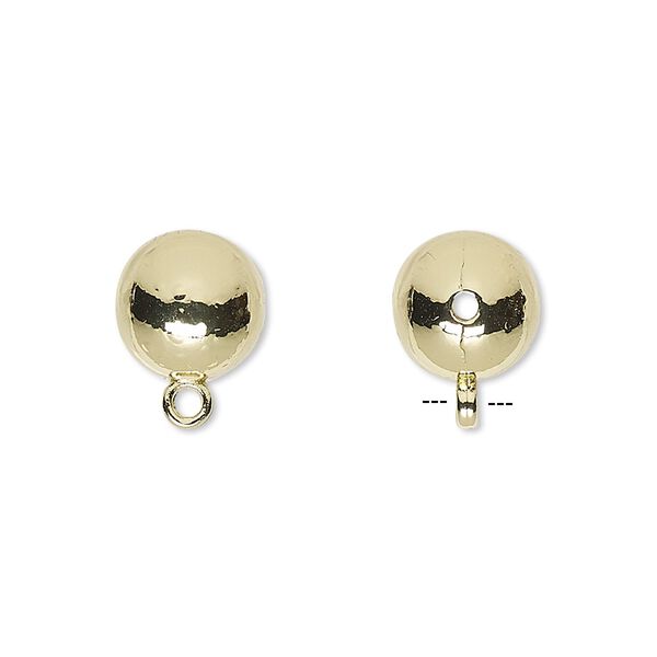 Bead, gold-finished "pewter" (zinc-based alloy), 10mm round with closed loop. Sold per pkg of 10. image number 0