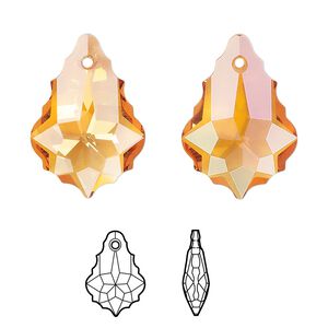 Drop 1pk crystal summer blush, Crystal Passions® 22x15mm pendant baroque 6090