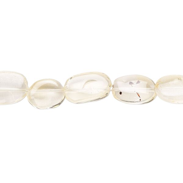 Citrine / quartz crystal 1pkg1, hand-cut puffed oval bead 8 inch 9x7mm-13x9mm image number 0