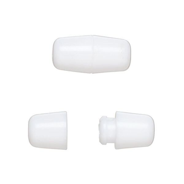 Clasp, breakaway, polyoxymethylene, white, 18.5x9mm barrel. Sold per pkg of 50. image number 0