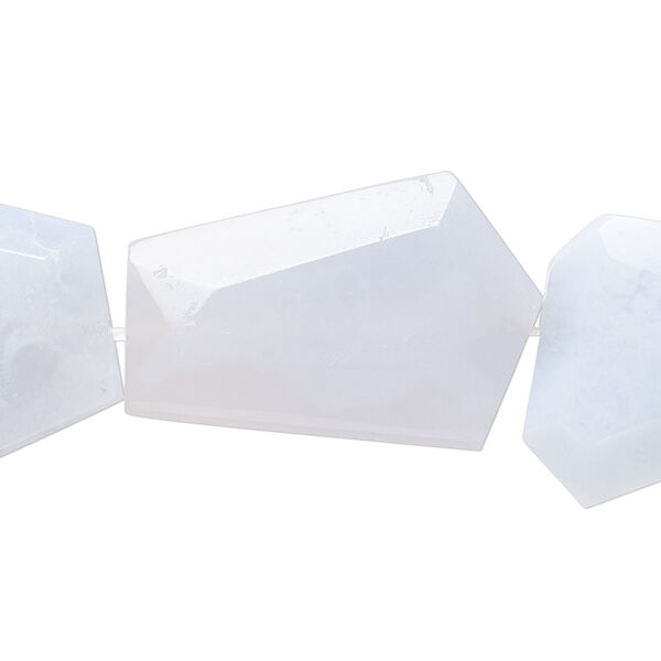 Bead, blue chalcedony (natural), 24x20mm-35x30mm faceted freeform, B grade, Mohs hardness 6-1/2 to 7. Sold per 15-1/2" to 16" strand. image number 0
