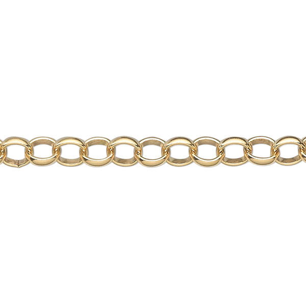 Chain, 14Kt gold-filled, 5mm rolo. Sold per pkg of 5 feet. image number 0
