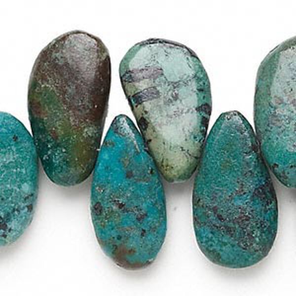 Turquoise 1pkg1, top-drilled puffed teardrop bead C- grade, 14 inch graduated 20x12mm-30x15mm image number 0