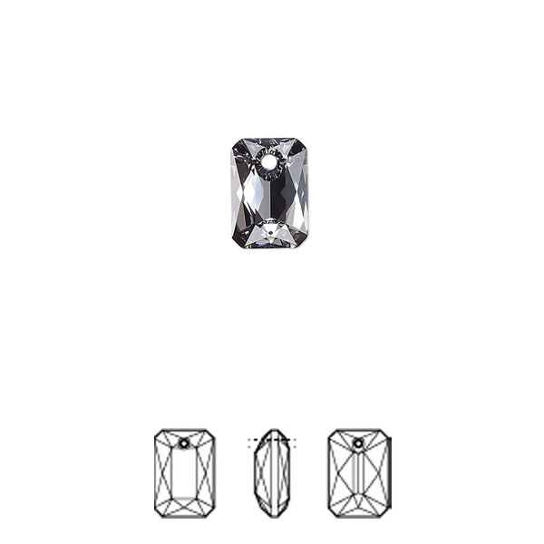 Drop 4pk crystal silver night, Crystal Passions® 9x6mm pendant emerald cut 6435 image number 0