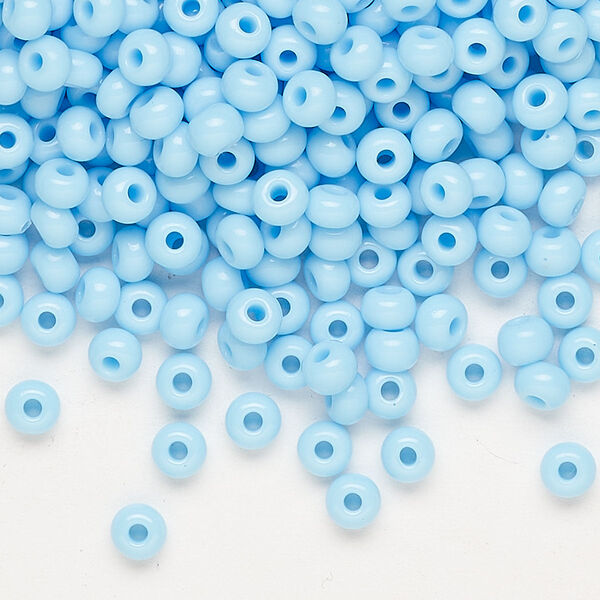 Seed bead, Preciosa Ornela Czech glass, pkg/500g, #6 rocaille, opaque light turquoise, (63000). image number 0